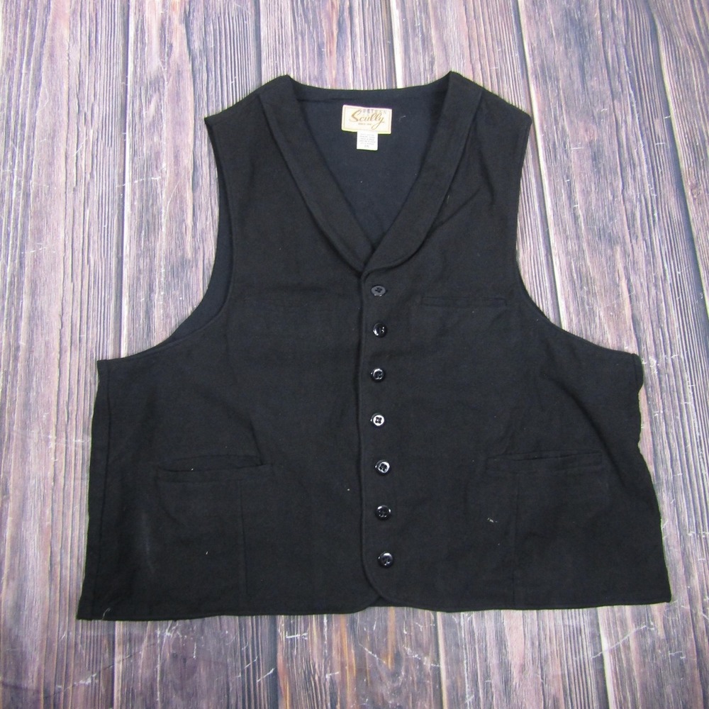Scully Vest Mens 2XL Black Bomber Collared Western Button Pockets Workwear